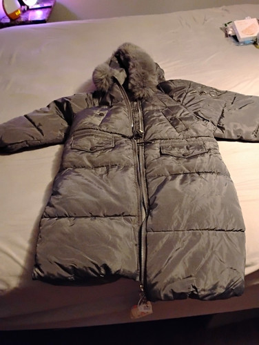 Women gray long puffer - puffer, coat