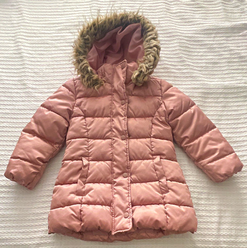Girls pink hooded puffer - h&m,