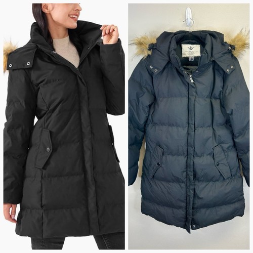 Hooded puffer coat faux - coat,