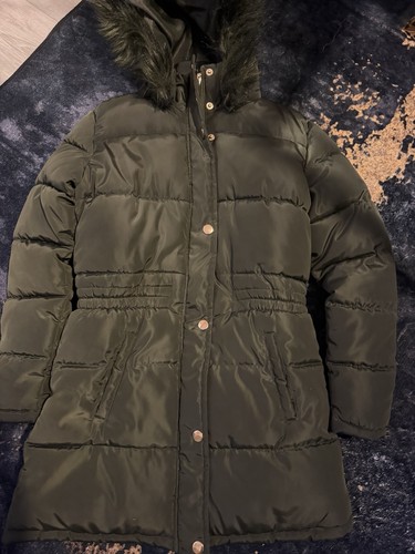 Women green hooded puffer - green,
