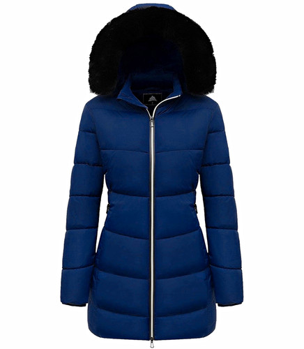 Women blue mid length - women, hooded