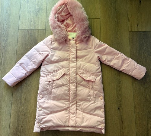 Girls pink hooded puffer - pink,