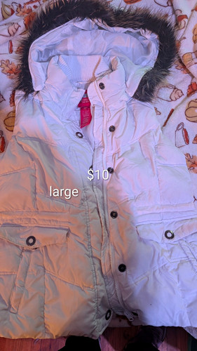 Girls white puffer - white, faux