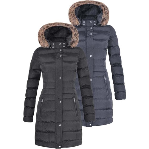 Womens long fur trimmed hooded - womens,