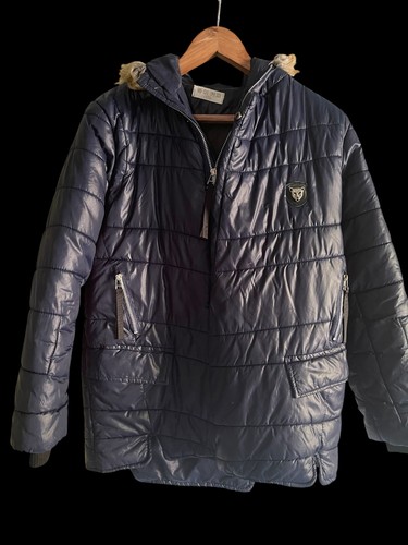 Navy blue quilted puffer -  navy,